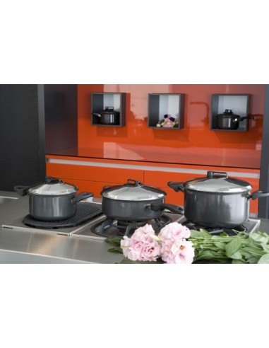 Casserole Handi Anti-Adhésive Vinod Black Pearl - 5 Litres, Aluminium Anodisé Dur, Épaisseur 3,25 Mm, Compatible Gaz Et Cuillères Métal